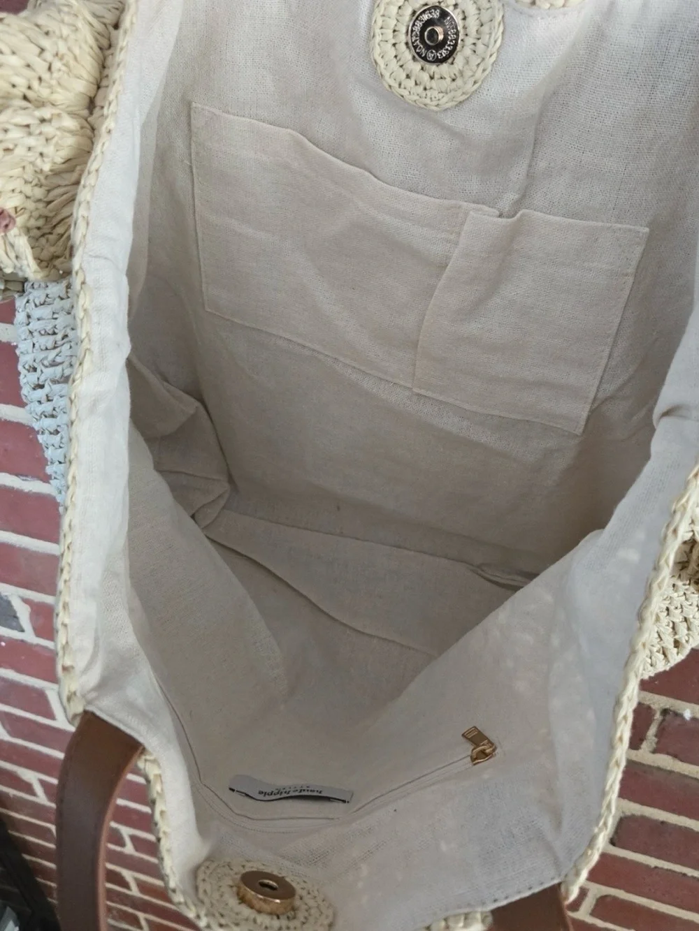Woven Ruffle Tote Bag